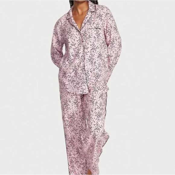 Bed Head PJs Women's Pink Babydoll Tiny Hearts Long Pajamas Two Piece Set Size M - Picture 1 of 9